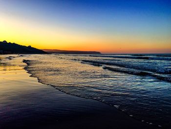 Scenic view of sea at sunset