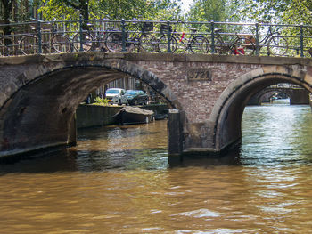 Arch bridge over river