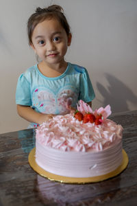 Asian cute little princess at 3rd birthday party.