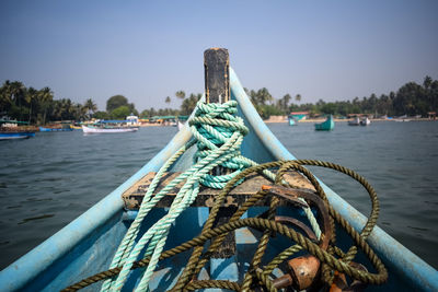 Amazing view from over long tail motor boat in arabian sea in goa, india,ocean view from wooden boat