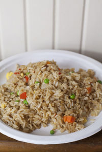 High angle view of meal served in plate