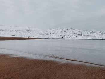 Scenic view of frozen lake against sky