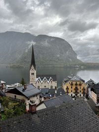 High angle view of townscape against sky