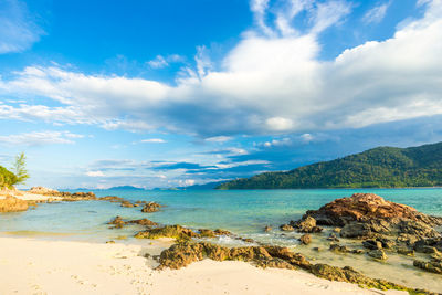 Scenic view of beach against sky