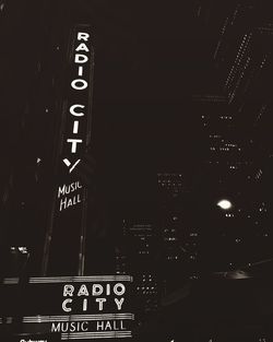 Information sign at night