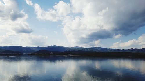 Scenic view of lake against sky