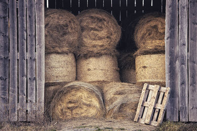 Close-up of hay bales