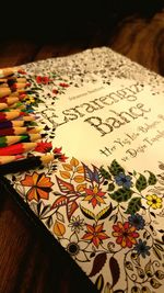 Close-up of books on table