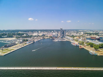 High angle view of buildings in city