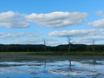 Scenic view of landscape against cloudy sky