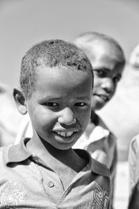 Close-up portrait of smiling boy