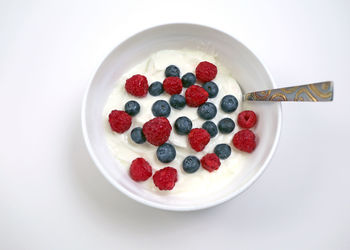 High angle view of breakfast served in bowl