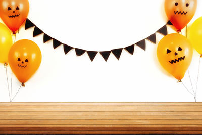 Low angle view of balloons hanging on ceiling