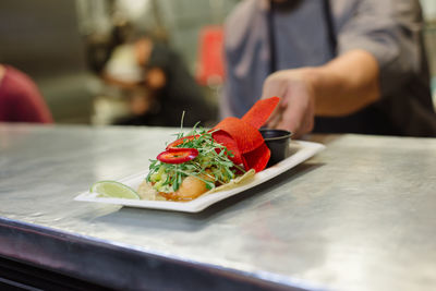 Close-up of man in plate