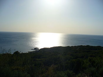 Scenic view of sea against clear sky