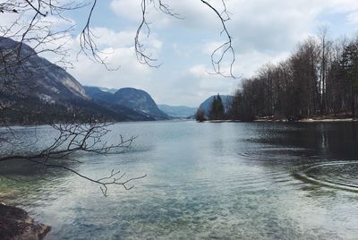 Scenic view of lake against sky