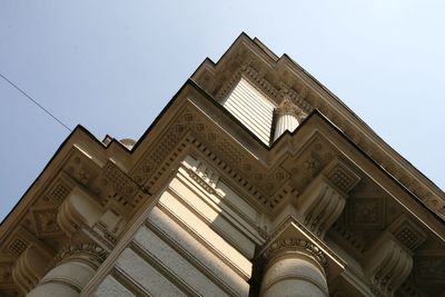 Low angle view of building against clear sky