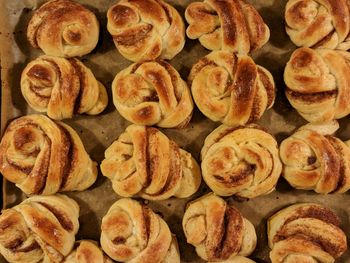 Full frame shot of cinnamon rolls