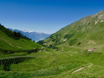 Scenic view of mountains against clear sky