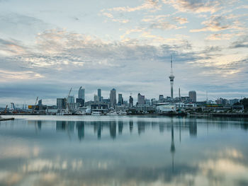 Reflection of buildings in city