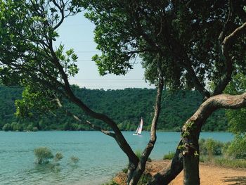 Scenic view of lake against sky