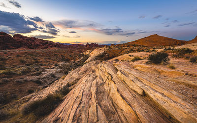 Panoramic view of landscape against sky during sunset