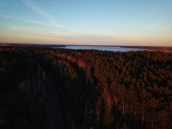 Scenic view of trees against sky during sunset