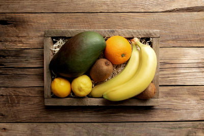 High angle view of fruits on table