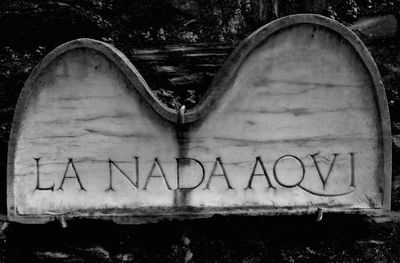 Close-up of text on wall