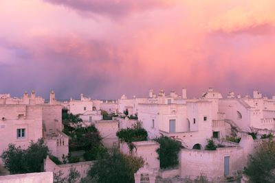 Old town against cloudy sky