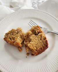 High angle view of dessert in plate on table