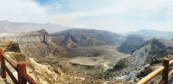 Panoramic view of landscape and mountains against sky