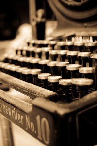 Close-up of vintage typewriter