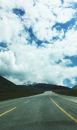 Empty road along landscape against sky