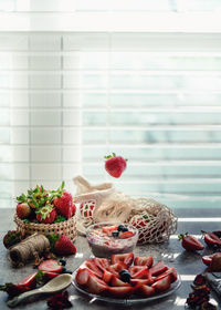 Close-up of dessert on table