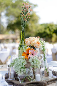 Close-up of flower vase on table