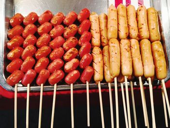 Close-up of carrots on barbecue grill