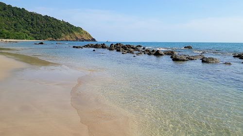 Scenic view of beach against sky