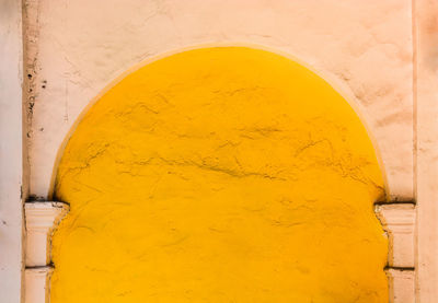 Low angle view of yellow wall of building