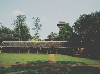 View of built structure with trees in background