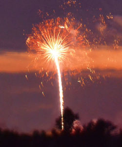 Low angle view of firework display at night