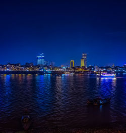 View of mekong river at night captured from phnom penh, cambodia.