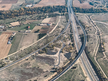 High angle view of roads outside the city