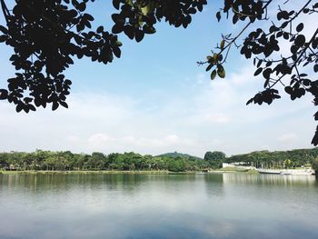 Scenic view of lake against sky