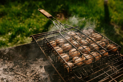 Close-up of barbecue grill