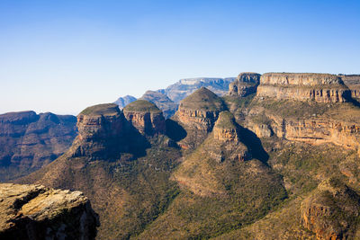 Panoramic view of rock formations against sky