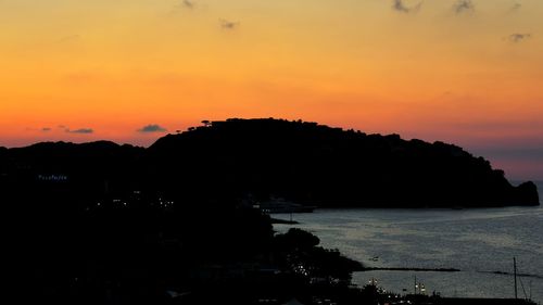 Scenic view of sea at sunset