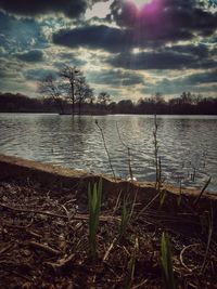 Scenic view of lake against sky