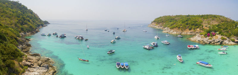 High angle view of sea against sky