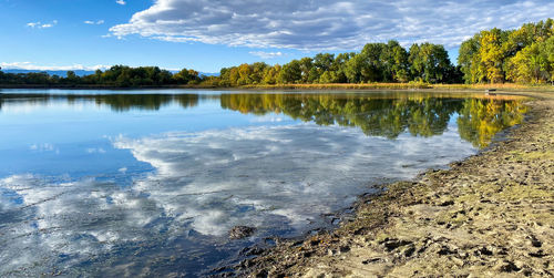 Scenic view of lake against sky